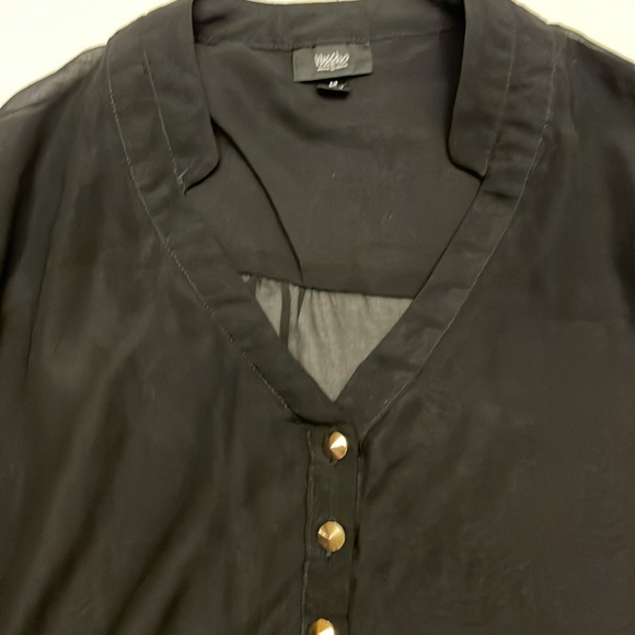 Black sheer blouse gold buttons by Mossimo - Picture 2 of 9